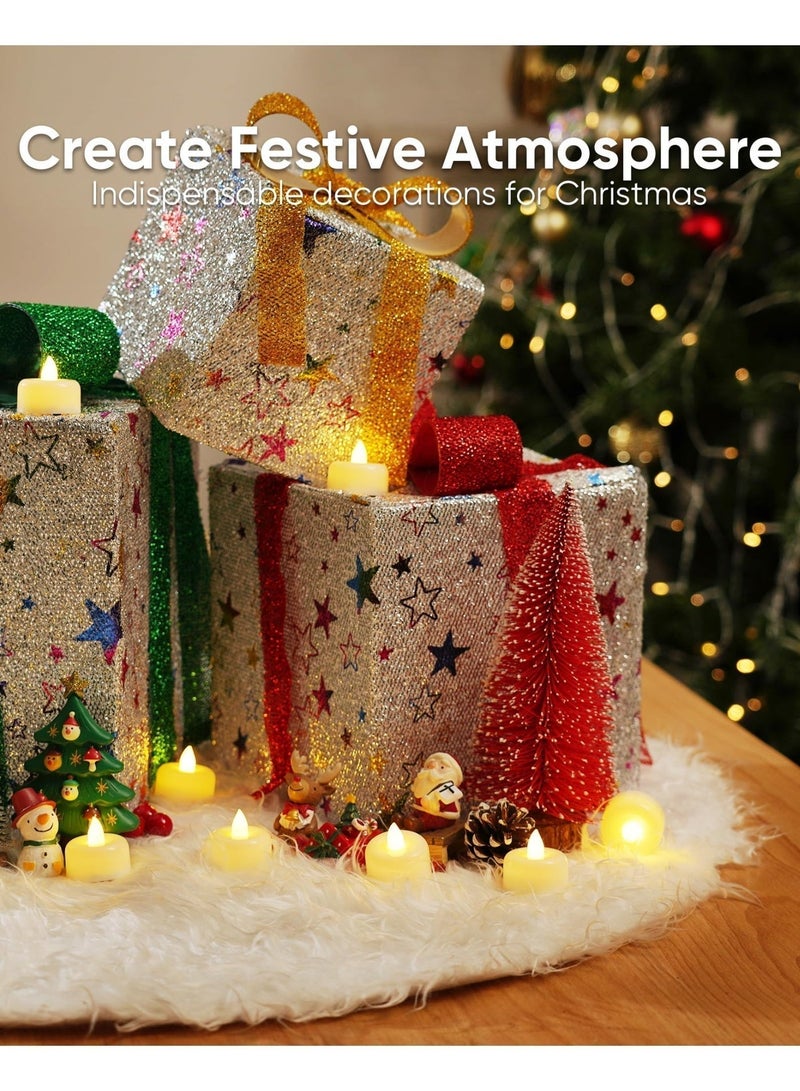 بابونا عبوة من 24 شمعة LED صغيرة، بدون لهب وبدون دخان تعمل بالبطارية مع تصميم أكريليكي زخرفي لتزيين المنزل والهدايا (أبيض دافئ) - Image 5